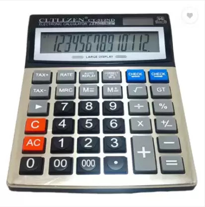 CLTLLZEN CT-912ND 12-Digit Desktop Calculator with Dual Power and Large Display